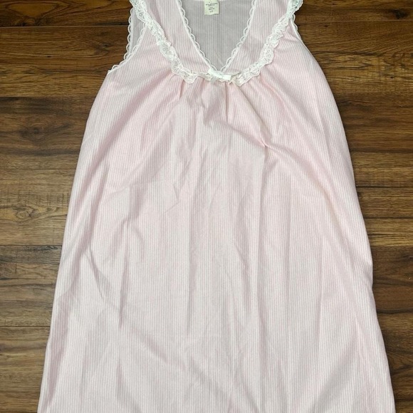 Other - Vintage Pink White Striped Nightgown Women Large Cottagecore 90s Coquette Fairy